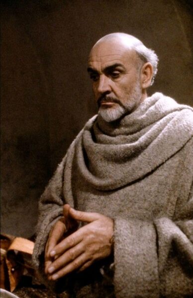 [Sean Connery dans le rôle de Guillaume de Baskerville dans le film “Le Nom de la Rose”]